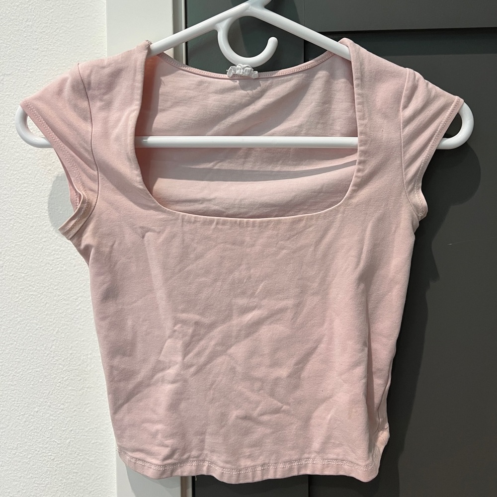 Garage Light Pink Square Neck Tee